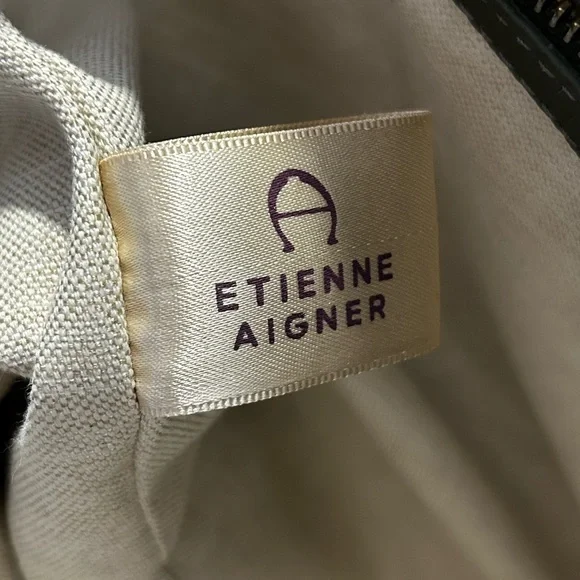 100% AUTHENTIC ETIENNE AIGNER LEATHER ADELINE LOGO TOTE SHOULDER BAG - Picture 8 of 11